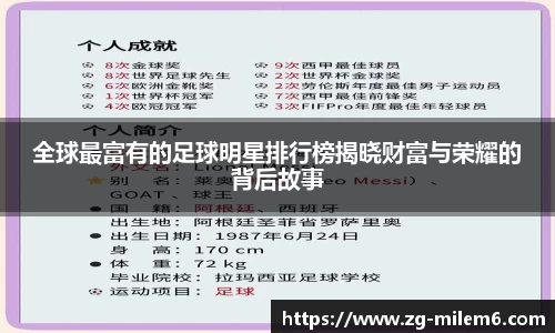 全球最富有的足球明星排行榜揭晓财富与荣耀的背后故事